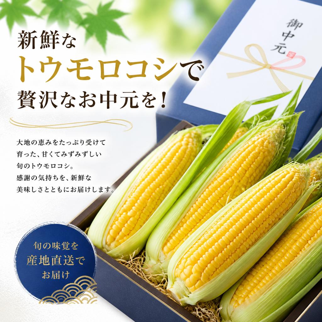 新鮮なトウモロコシで贅沢なお中元を！