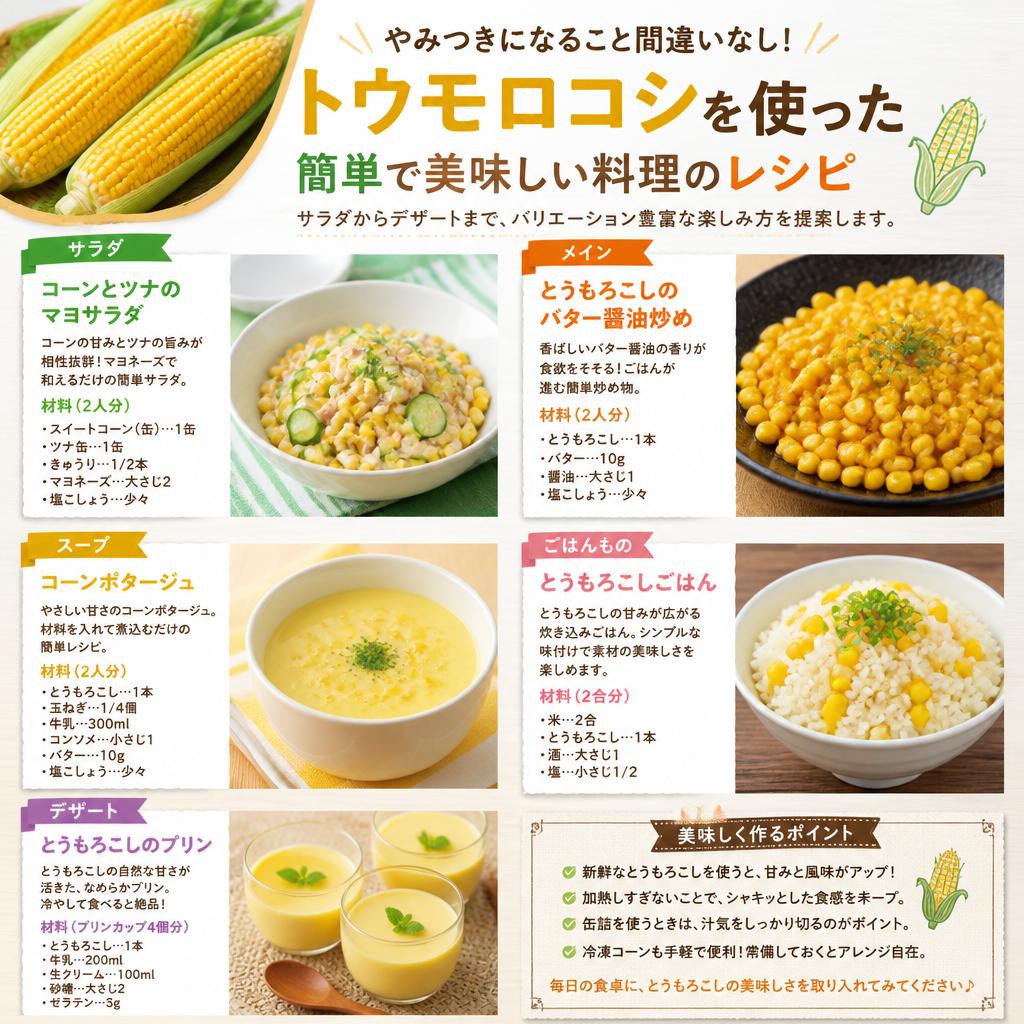 トウモロコシの美味しい料理レシピ